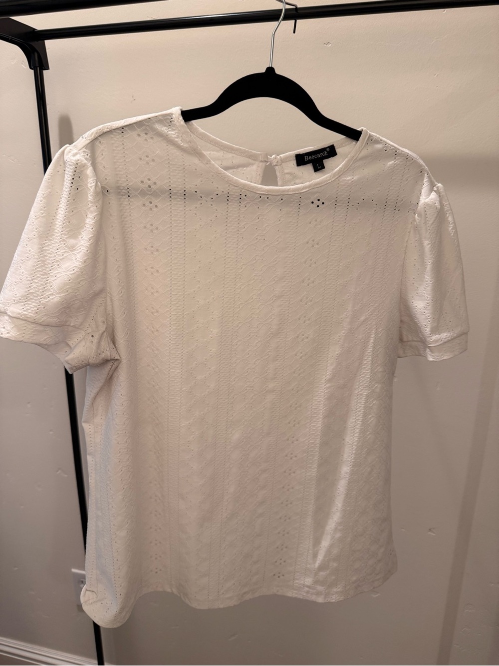 White Eyelet Short Sleeve Blouse